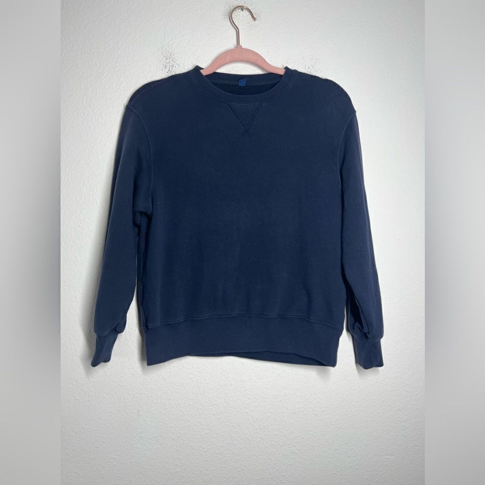 Uniqlo Navy Blue Kids Sweatshirt Crewneck Long Sleeve Cotton Unisex Size 11-12Y